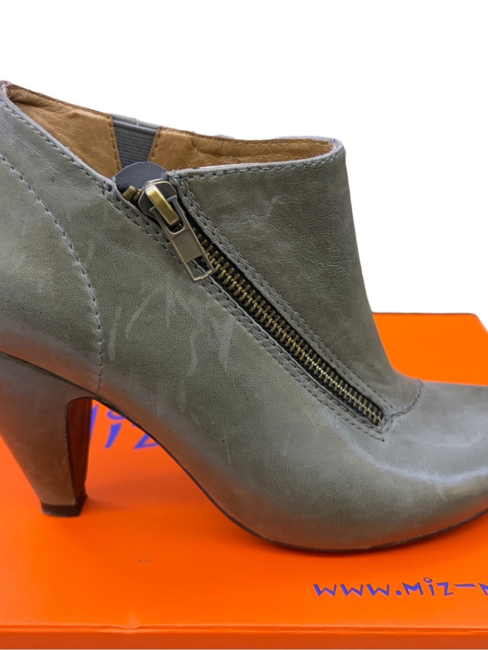 Miz Mooz Leather Side-Zip Heel Bootie